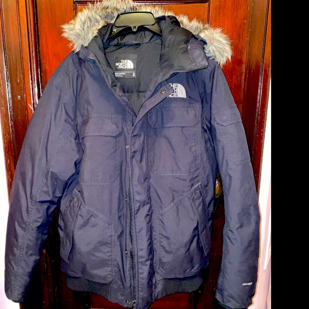 TNF The North Face Gotham Down Coat Dryvent EUC Gray with removable fur collar